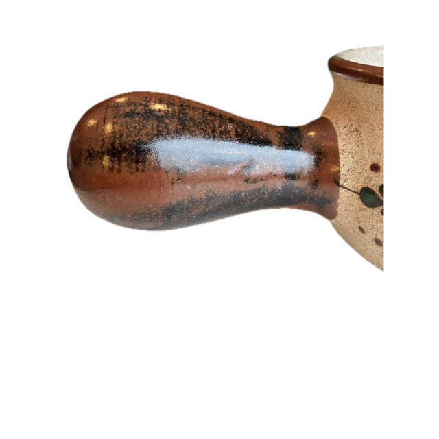 Beige Vintage Mexican Tonala Folk Art Hand Painted Stoneware Ladle Pot For Sale - Image 8 of 11