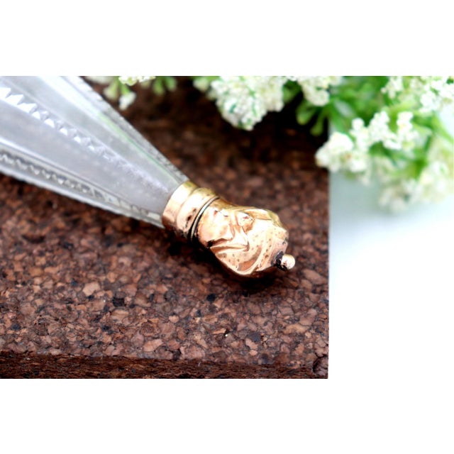 Perfume Bottle in Cut Glass with Gold Applications For Sale - Image 3 of 7