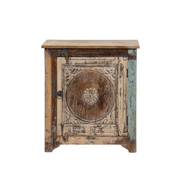 Nightstand Made From Antique Indian Teakwood Architectural Elements For Sale In Santa Fe - Image 6 of 8