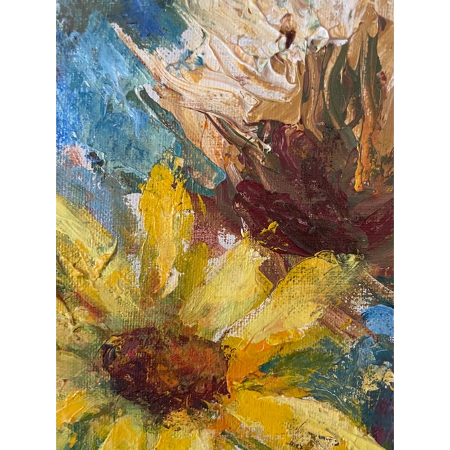 Wood 1967 Original Framed Painting of Vibrant Flowers by Jane Schoepflin For Sale - Image 7 of 11