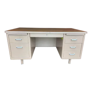 1970s Vintage Mid Century Modern Metal Tanker Desk