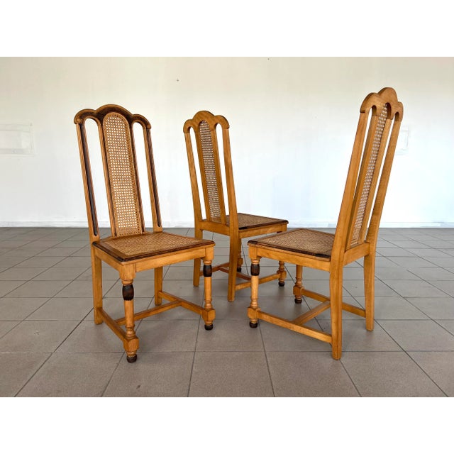 French Farmhouse Style Oak Cane Dining Chairs Set of 6 Chairish