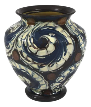 Danish Swirl Glazed Ceramic Vase by Herman Kähler, 1920s