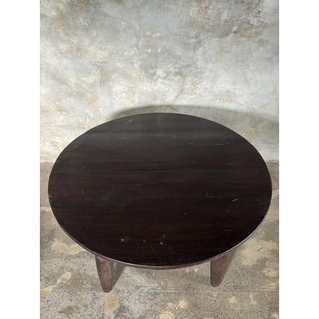 Vintage Round Coffee Table in Indonesian Teak with Turned Legs, 1960s For Sale - Image 11 of 15