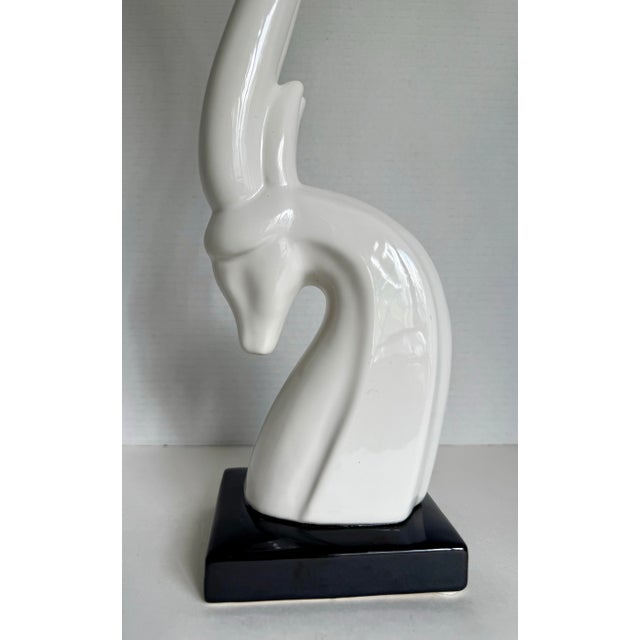 Haeger Modern Ceramic Porcelain Black and White Gazelle Sculptural Figure For Sale - Image 4 of 7
