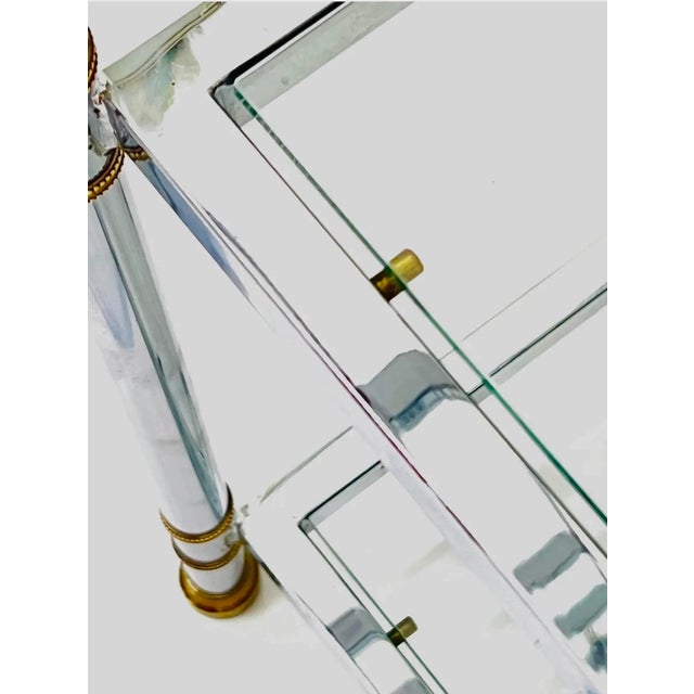 1970s 1970s Neoclassical Chrome and Brass Étagère With Glass Shelves, Maison Jansen Style For Sale - Image 5 of 8