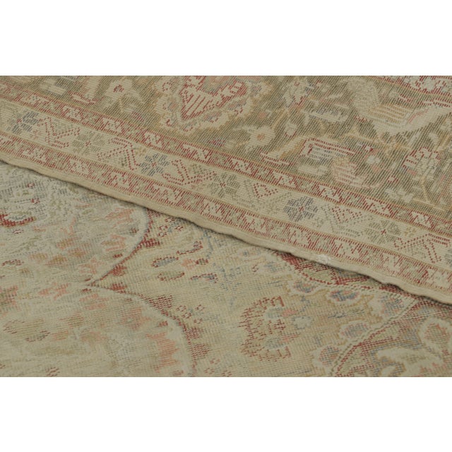 Antique Distressed Turkish Rug With Florals in Beige Tones - Rug & Kilim For Sale In New York - Image 6 of 9