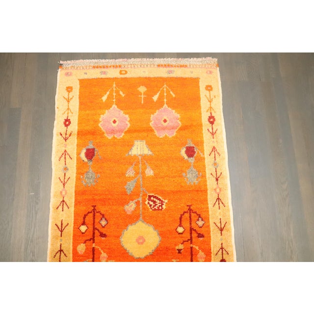Mid 20th Century Vintage Zabihi Collection Bright Orange Turkish Anatolian Rug - 2'7" x 4'6" For Sale - Image 5 of 6