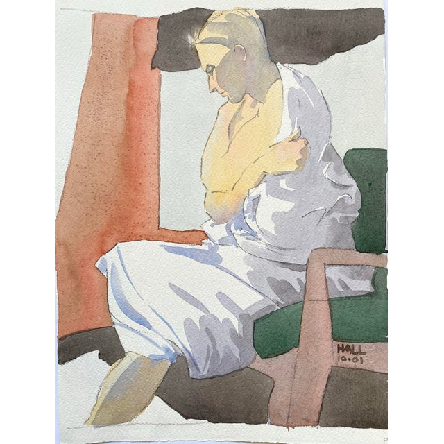 Original Double Sided Male Nude Watercolor Painting by Jon Hall 2001 For Sale In Seattle - Image 6 of 6