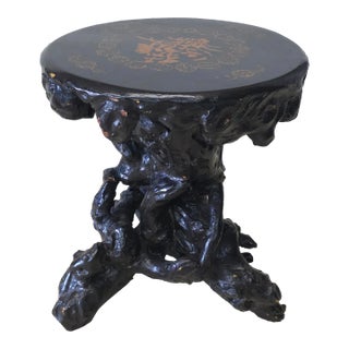 Japanese Meiji Driftwood and Decorated Side Table For Sale