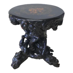 Japanese Meiji Driftwood and Decorated Side Table