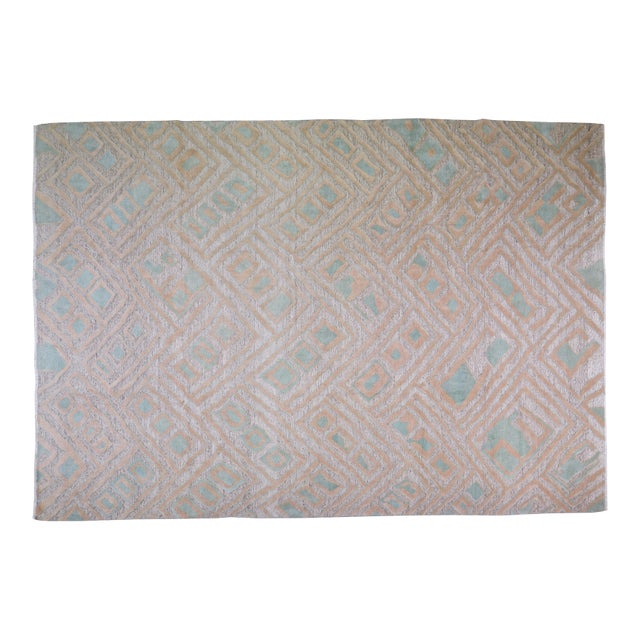 Contemporary Moroccan Sheba Hand Knotted Wool Rug,9'9"X14' For Sale