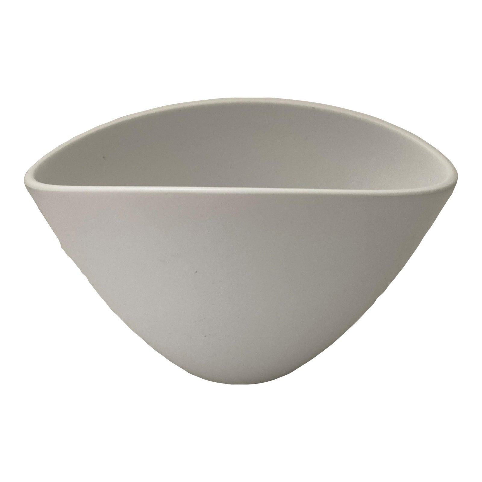 Midcentury Glazed White Oval Vase Bowl Chairish