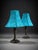 Mid 20th Century Mid 20th Century Matching Pair of Blue Shade Table Lamps With Bronze Tone Bases For Sale - Image 5 of 6