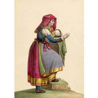 Michela De Vito, Costume of Sessano, Province of Molise in the Kingdom of Naples, 1800s, Paper For Sale