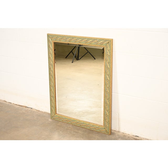 John Widdicomb John Widdicomb Style Italian Regency Louis XVI Carved Painted and Gold Gilt Wall Mirror For Sale - Image 4 of 12