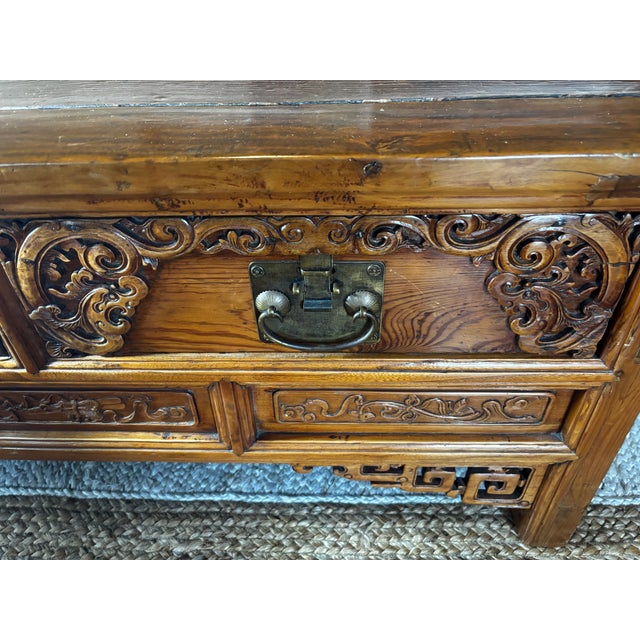Traditional 19th Century Carved Elmwood Altar Table For Sale - Image 3 of 8