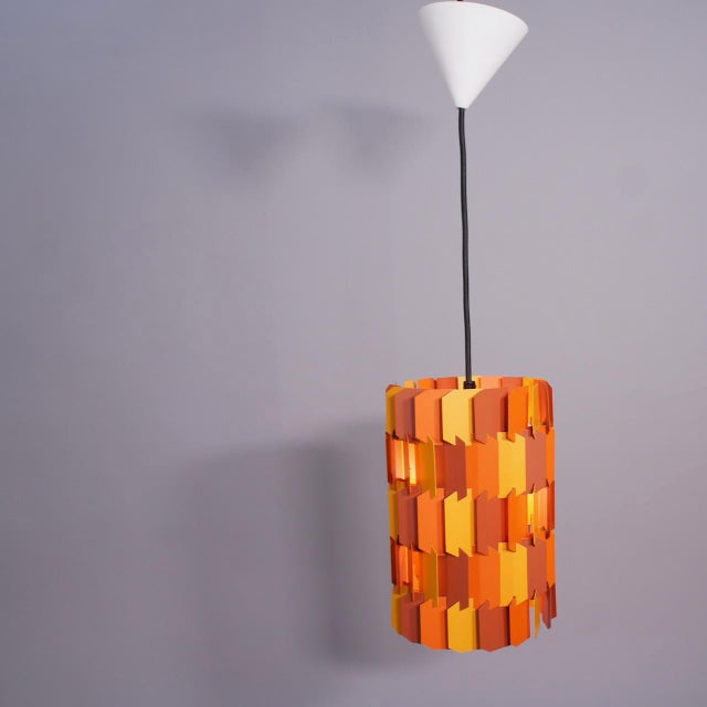 Orange Vintage Danish Ceiling Lamp in Metal Shades by Louis Weisdorf for Lyfa, 1960s For Sale - Image 8 of 8