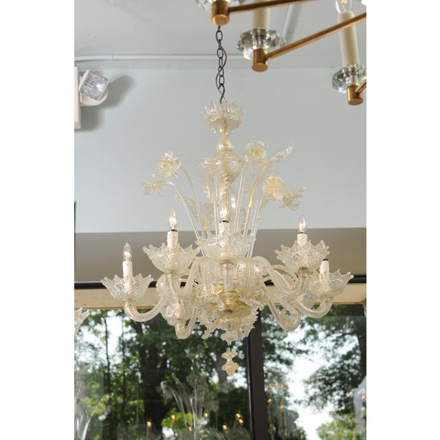 1940s Ornate 8-Light Murano Glass Chandelier, Italy For Sale - Image 9 of 18