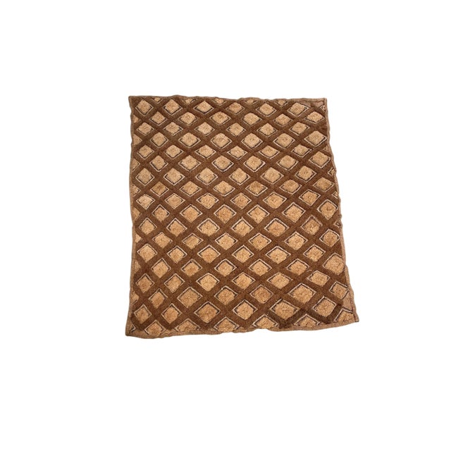 1980s Vintage African Tribal Kuba Kasai Velvet Raffia Textile 24" by 20.5" For Sale - Image 5 of 6