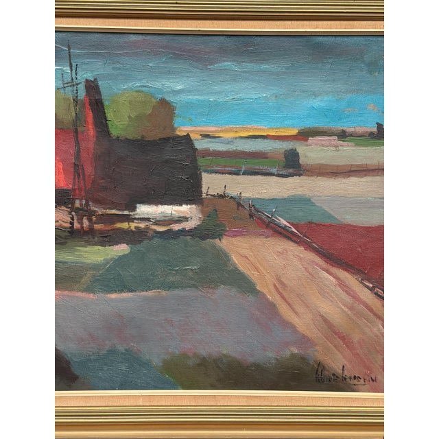 Mid-Century Modern Kai Christensen, Cubist Landscape, 1950s, Oil on Canvas, Framed For Sale - Image 3 of 10
