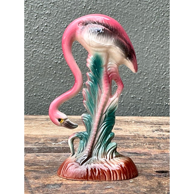 Ceramic Vintage MCM Glazed Ceramic Flamingo For Sale - Image 7 of 12