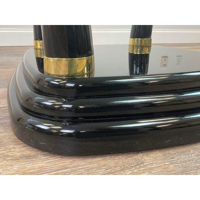 Black Henredon Faux Elephant Tusk Glass Top Coffee Table For Sale - Image 8 of 11