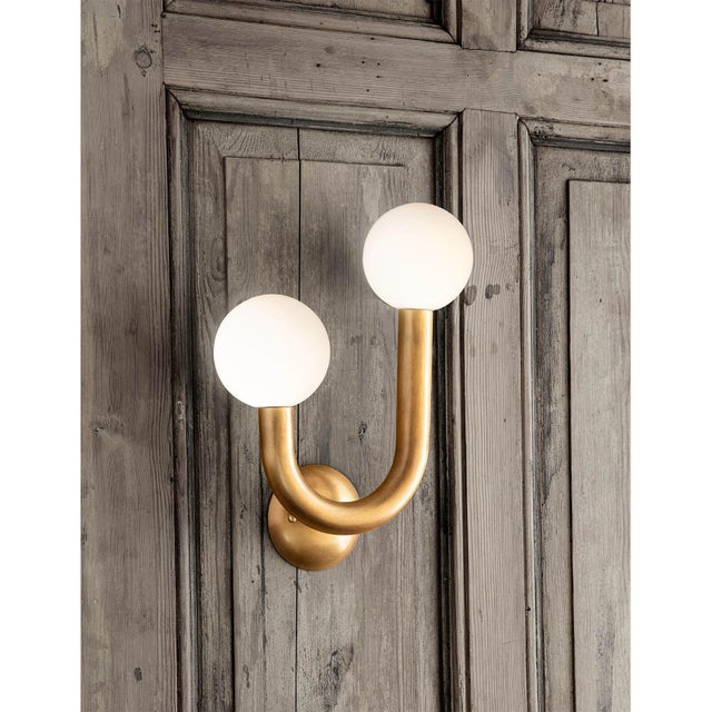 Traditional Regina Andrew Happy Steel Sconce Left Side, Natural Brass For Sale - Image 3 of 10