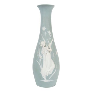 Art Nouveau Vase with Relief of Woman from Weshwood, 1900s For Sale