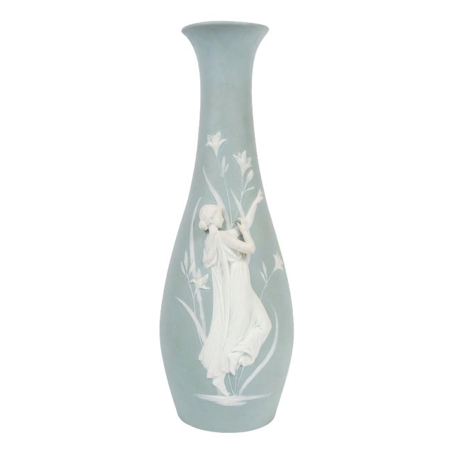 Art Nouveau Vase with Relief of Woman from Weshwood, 1900s For Sale