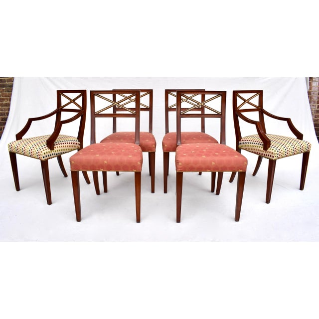Traditional 20th C Regency X Back Dining Chairs, Set of 6 For Sale - Image 3 of 13