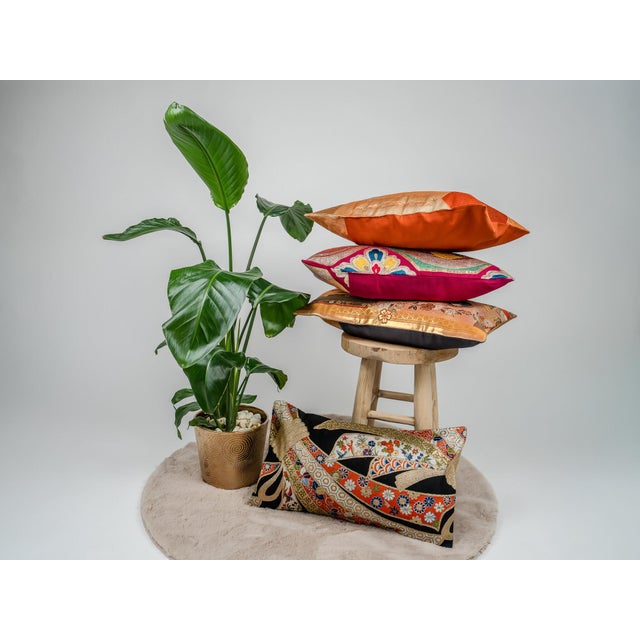 Early 21st Century Japanese Ceremonial Silk Lumbar Cushion by Renaras For Sale - Image 5 of 7