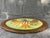 Vintage round hand painted , folk art, wood American eagle with shield and ribbons, wall decor., tray .Hook on the back...