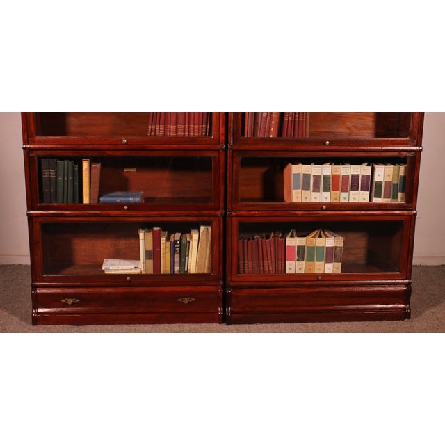 Antique Mahogany Bookcases from Globe Wernicke, 1890s, Set of 2 For Sale - Image 4 of 11