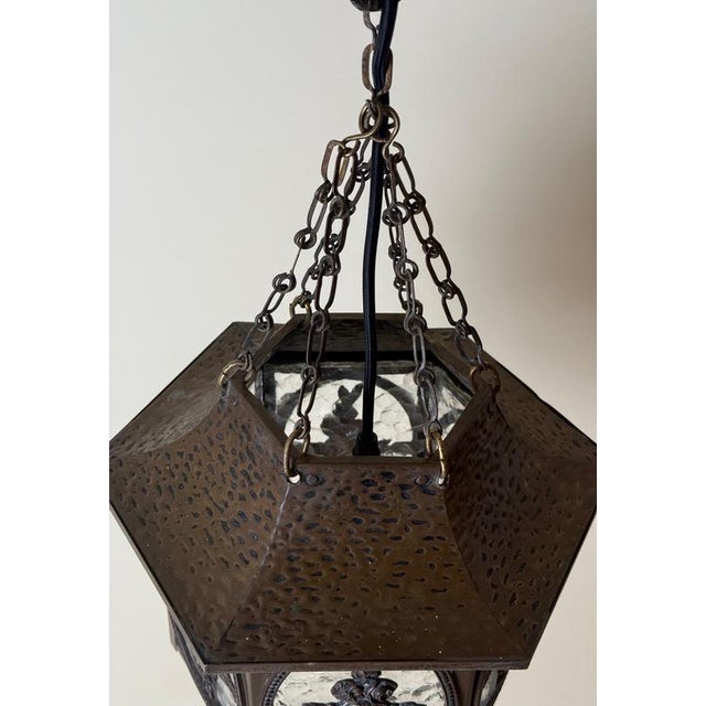 20th Century German Brass and Textured Glass Chinoiserie Lantern, 1920s For Sale - Image 17 of 18