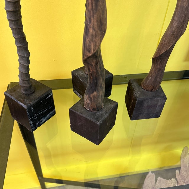 Mid 20th Century Asymmetrical Faux Antler Carved Wood 4-Part Sculpture For Sale - Image 5 of 11