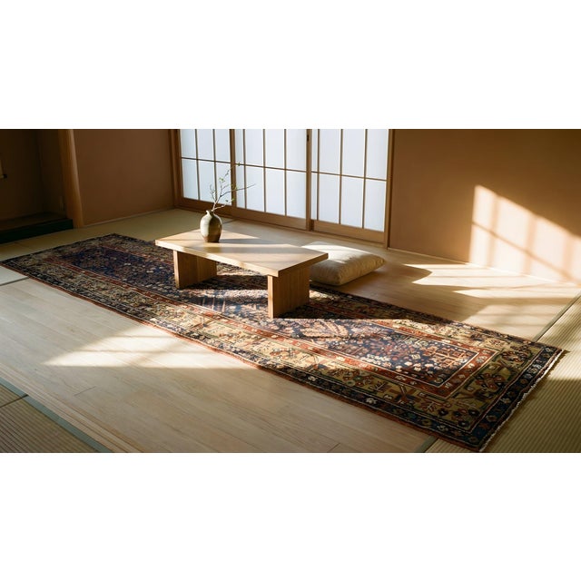 Splendid Blue Color With Intricate Geometric and Floral Patterns Antique N W Persian Runner Rug For Sale - Image 13 of 15