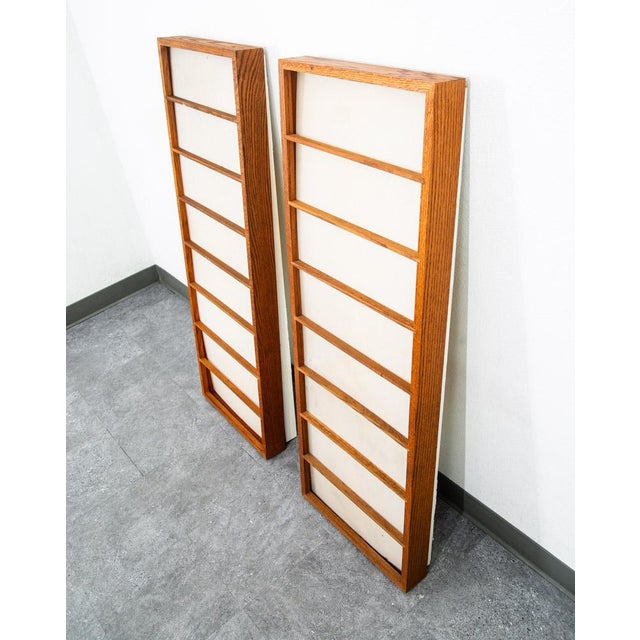 Unique and well constructed ceiling panel lamps in solid oak. The wood and the panels themselves are in great shape. We...