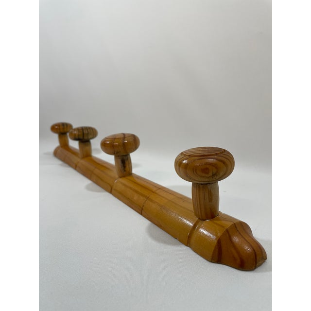Vintage French Faux Bamboo Wooden 4 Peg Coat Hat Rack For Sale - Image 4 of 18