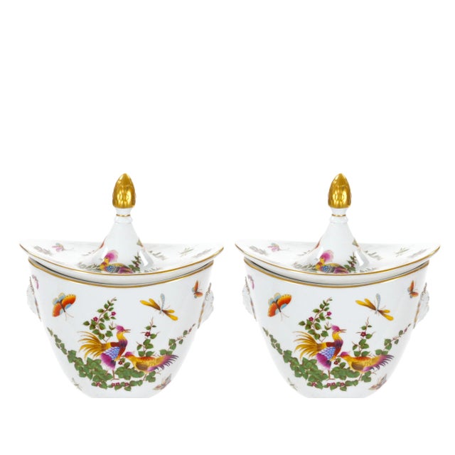 20th Century Hand Painted / Gilt Decorated Covered Decorative Urns For Sale - Image 12 of 12