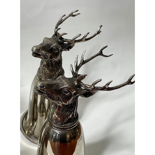 1970's Gucci Stag Silver-Plated Large Stirrup Cup Goblets - Set of 2 For Sale In San Francisco - Image 6 of 8
