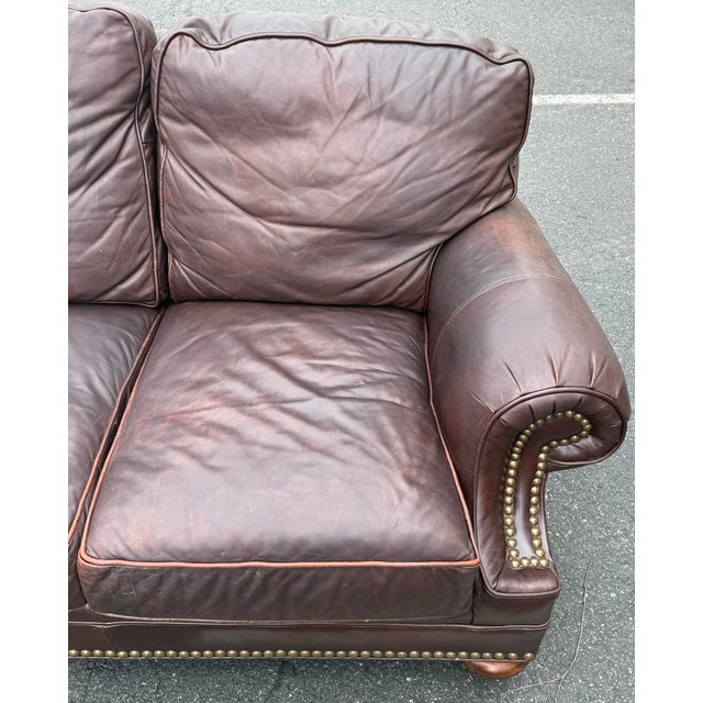 Wesley Hall of Hickory Galleries Rolled Arm Leather Sofa For Sale - Image 11 of 12