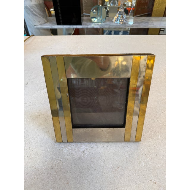 1970s Christofle Silver-Plated and Brass Picture Frame For Sale - Image 5 of 7