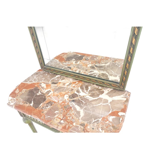 Marble Top Console Dome Shape Green & Gold french Pier Mirror Actual mirror dimensions: 1 x 26.5 x 62