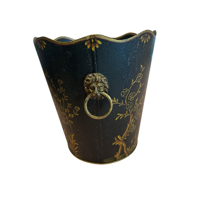 Mid 20th Century Vintage Chinoiserie Wastebin For Sale - Image 5 of 9