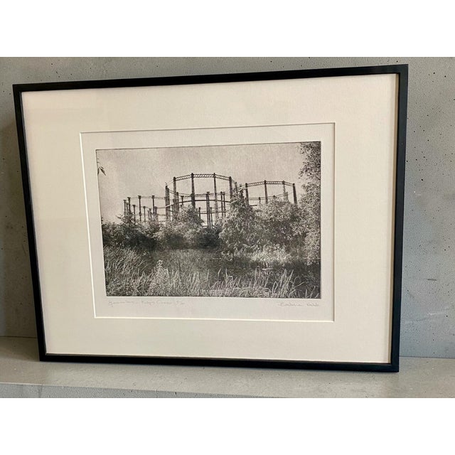 Barbara Webb, Gasometers, Kings Cross, Limited Edition Etching, 1990s, Framed For Sale - Image 10 of 11