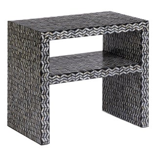 Derry Black Mother of Pearl Nightstand For Sale