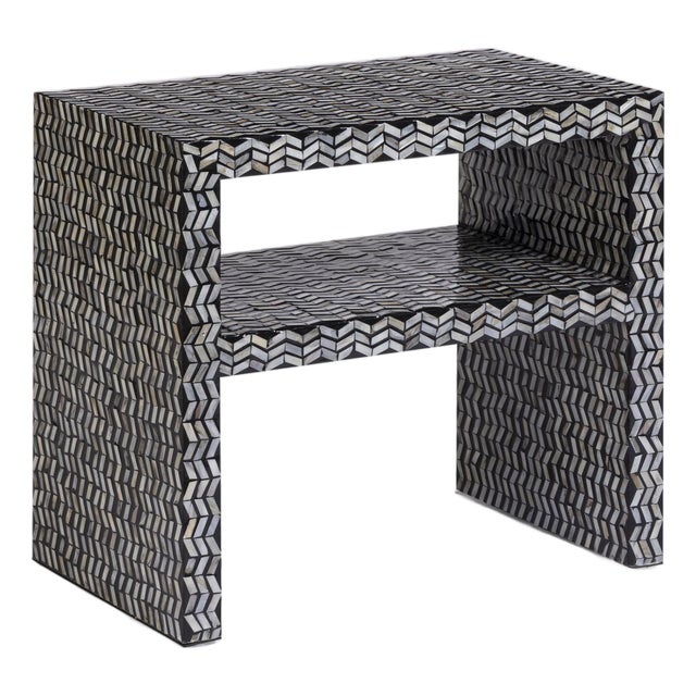 Derry Black Mother of Pearl Nightstand For Sale
