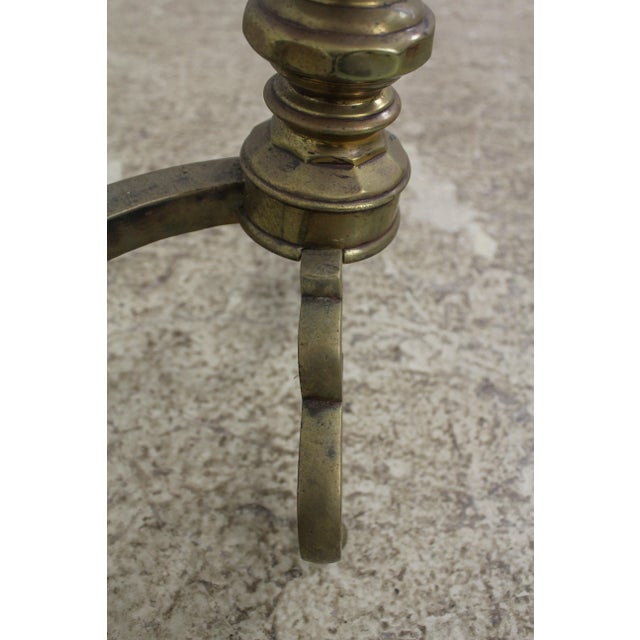 Pair Antique Brass 18th C. Style Andirons For Sale - Image 11 of 13