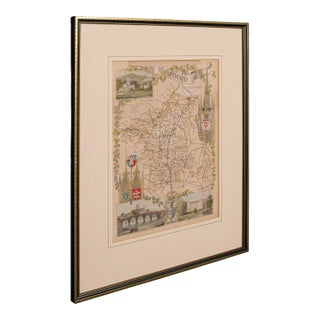 1800's Antique Lithography Map, Worcestershire For Sale